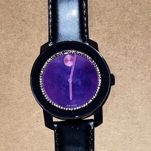 MOVADO BOLD Purple Watercolor Dial Blue Leather Ladies Wrist Watch  AUTHENTIC